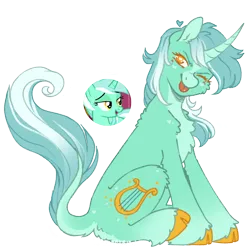 Size: 1000x1000 | Tagged: safe, artist:kazmuun, derpibooru import, lyra heartstrings, pony, image, one eye closed, png, simple background, solo, transparent background, wink