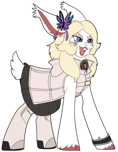 Size: 1699x2176 | Tagged: safe, artist:brainiac, derpibooru import, oc, oc:scarlet stars, hybrid, original species, pony, bunny pony, commission, female, final fantasy, final fantasy xiv, image, mare, png, rabbit pony, simple background, solo, transparent background, vierapon