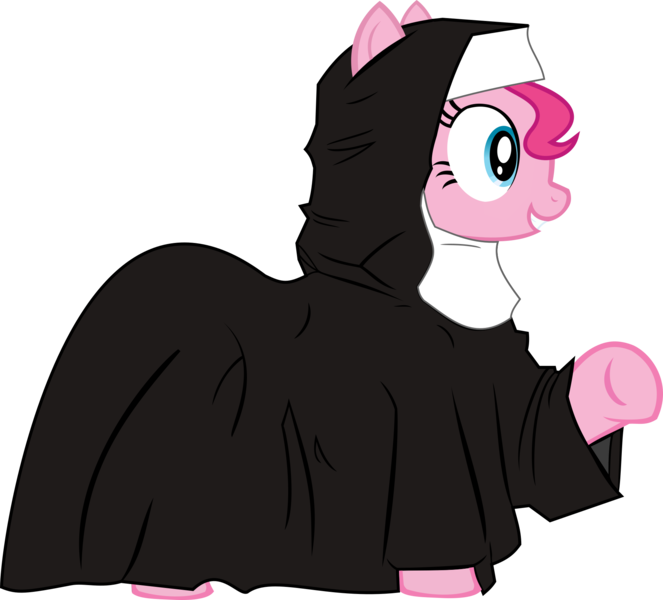 Size: 1866x1689 | Tagged: safe, artist:retroponybro, derpibooru import, pinkie pie, earth pony, clothes, female, image, inkscape, nun, nun outfit, png, simple background, solo, transparent background, vector