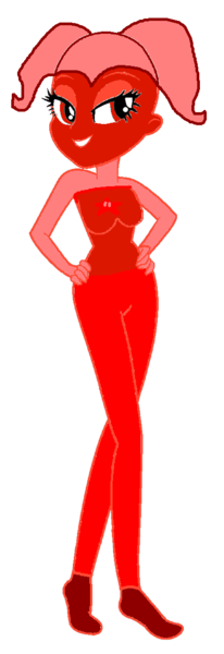 Size: 400x1165 | Tagged: questionable, derpibooru import, oc, oc:redd starla, unofficial characters only, human, equestria girls, hand on hip, humanized, image, png, power up gals, power-up, red, red shirt, red shoes, red star, simple background, solo, transparent background