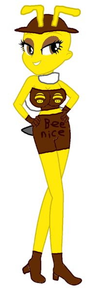 Size: 400x1166 | Tagged: safe, artist:smbros, derpibooru import, oc, oc:bea bee honey, unofficial characters only, bee, human, insect, equestria girls, 1000 hours in ms paint, bee mushroom, crossover, humanized, image, png, power up gals, power-up, solo, super mario bros., super mario galaxy