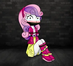 Size: 3244x2948 | Tagged: safe, derpibooru import, sweetie belle, human, equestria girls, ass, blushing, bondage, bound and gagged, butt, crying, damsel in distress, female, gag, image, kidnapped, png, rope, rope bondage, solo, teary eyes, tied up