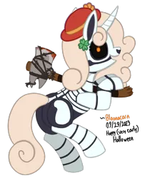Size: 960x1180 | Tagged: safe, artist:bloonacorn, derpibooru import, oc, oc:bloona blazes, unofficial characters only, pony, /mlp/ tf2 general, axe, axtinguisher, image, png, simple background, solo, team fortress 2, transparent background, weapon