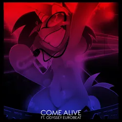 Size: 1000x1000 | Tagged: safe, artist:shnider, derpibooru import, edit, vinyl scratch, pony, unicorn, belly button, disc jockey, female, image, mare, neon, png, rave, silva hound, smiling, solo, song cover, sweat