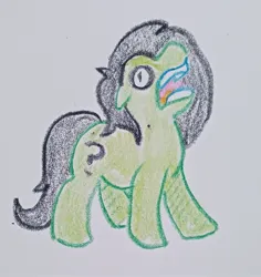Size: 1803x1912 | Tagged: safe, artist:pony quarantine, derpibooru import, oc, oc:anon-mare, unofficial characters only, earth pony, pony, crayon drawing, female, image, jpeg, mare, open mouth, screaming, solo, traditional art
