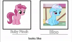 Size: 1072x636 | Tagged: safe, derpibooru import, edit, bloo, ruby pinch, pony, unicorn, comparison, female, filly, foal, image, jpeg, recolor