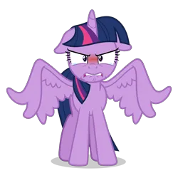Size: 4500x4500 | Tagged: safe, artist:gypsykumquat, derpibooru import, twilight sparkle, twilight sparkle (alicorn), alicorn, pony, .svg available, absurd resolution, angry, blushing, crying, embarrassed, female, floppy ears, humiliation, image, inkscape, looking at you, png, show accurate, simple background, solo, spread wings, stare, transparent background, vector, wings
