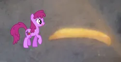 Size: 812x417 | Tagged: safe, derpibooru import, edit, edited screencap, screencap, berry punch, berryshine, earth pony, pony, call of the cutie, season 1, chips, food, hungry, image, irl, jpeg, photo