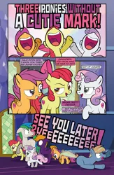 Size: 1920x2948 | Tagged: safe, artist:alexdti, derpibooru import, apple bloom, scootaloo, sweetie belle, oc, oc:brainstorm (alexdti), oc:purple creativity, oc:star logic, pegasus, pony, unicorn, comic:quest for friendship retold, cutie mark crusaders, image, magic, png, tail, tail pull, this will end in tears and/or death and/or covered in tree sap