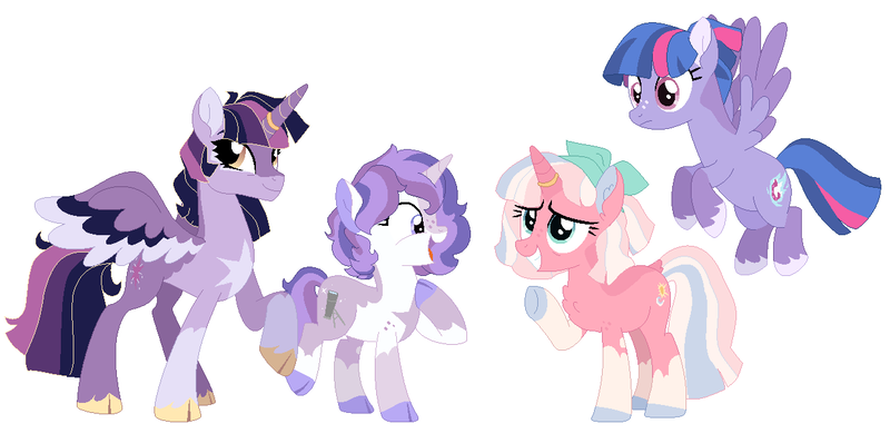 Size: 1242x618 | Tagged: safe, artist:disasterisk, derpibooru import, clear sky, twilight sparkle, wind sprint, oc, oc:twilight skies, crack shipping, derpibooru exclusive, female, image, lesbian, magical lesbian spawn, next generation, offspring, parent:clear sky, parent:twilight sparkle, png, ship:clearlight, shipping, simple background, unshorn fetlocks, white background