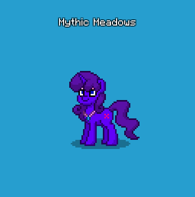 Size: 383x386 | Tagged: safe, derpibooru import, oc, oc:mythic meadows, unofficial characters only, pony, unicorn, pony town, blue background, female, horn, image, jewelry, necklace, png, simple background, solo, unicorn oc