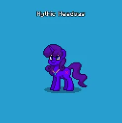 Size: 383x386 | Tagged: safe, derpibooru import, oc, oc:mythic meadows, unofficial characters only, pony, unicorn, pony town, blue background, female, horn, image, jewelry, necklace, png, simple background, solo, unicorn oc