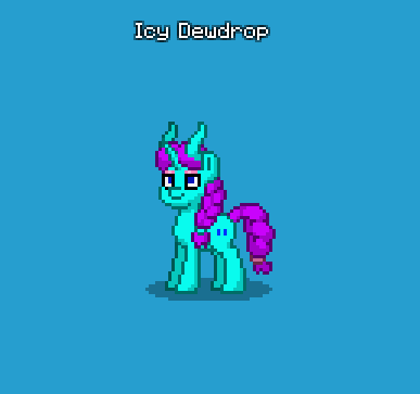 Size: 387x363 | Tagged: safe, derpibooru import, oc, oc:icy dewdrop, unofficial characters only, pony, unicorn, pony town, blue background, horn, image, multiple horns, png, simple background, tricorn