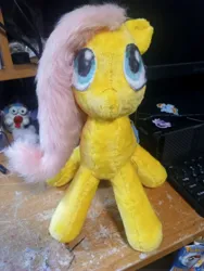 Size: 3120x4160 | Tagged: safe, artist:4agonism, derpibooru import, fluttershy, pony, faux fur, female, front view, handmade, image, irl, jpeg, looking at you, photo, plushie, solo, standing