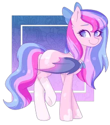Size: 2440x2760 | Tagged: safe, artist:oniiponii, derpibooru import, oc, oc:lilith, unofficial characters only, bat pony, pony, bat pony oc, bat wings, bow, eyelashes, hair bow, image, png, raised leg, simple background, smiling, solo, transparent background, wings