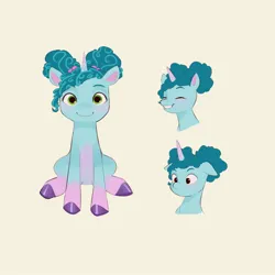 Size: 2000x2000 | Tagged: safe, artist:pascal571, derpibooru import, pony, unicorn, g5, my little pony: make your mark, cute, eyes closed, female, filly, filly misty brightdawn, floppy ears, grin, image, jpeg, looking at you, misty brightdawn, mistybetes, my little pony: make your mark chapter 5, simple background, sitting, smiling, smiling at you, solo, yellow background, younger