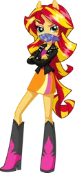 Size: 1746x3912 | Tagged: safe, artist:will290590, derpibooru import, edit, sunset shimmer, equestria girls, crossed arms, dreamworks face, female, gag, image, lipstick, looking at you, png, ponied up, simple background, solo, transparent background, vector