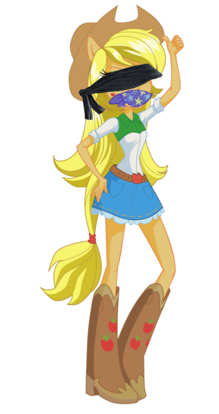 Size: 1958x3704 | Tagged: safe, artist:will290590, derpibooru import, edit, applejack, equestria girls, 1000 years in photoshop, blindfold, female, gag, hand on hip, high res, image, lipstick, looking at you, png, simple background, solo, transparent background, vector