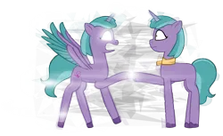 Size: 2437x1489 | Tagged: safe, artist:equestriaexploration, derpibooru import, alicorn, pony, unicorn, g5, glow, glowing eyes, image, periwinkle pi, png, shiny sparks, simple background, transparent background