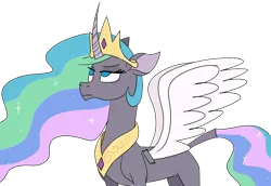 Size: 2400x1650 | Tagged: safe, artist:nonameorous, derpibooru import, oleander (tfh), princess celestia, classical unicorn, unicorn, them's fightin' herds, cloven hooves, community related, fake wings, horn, image, jewelry, leonine tail, looking up, png, regalia, simple background, solo, tail, tape, transparent background, unshorn fetlocks, video at source