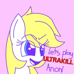Size: 2048x2048 | Tagged: safe, artist:aryannespetfemboy, ponerpics import, ponybooru import, oc, oc:aryanne, unofficial characters only, pony, aria property cinematic universe, caption, femboy, image, male, nazi, pink background, png, raised eyebrow, simple background, solo, text, ultrakill