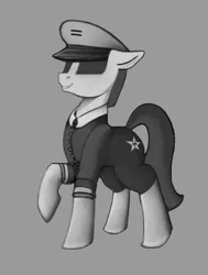 Size: 388x512 | Tagged: safe, artist:truedepressed, derpibooru import, oc, pony, equality, fantasy class, image, monochrome, our town, png, soldier, solo, warrior