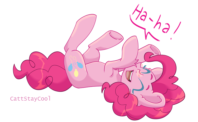 Size: 4000x2457 | Tagged: safe, artist:cattstaycool, derpibooru import, pinkie pie, earth pony, pony, image, laughing, png