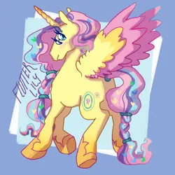 Size: 2048x2048 | Tagged: safe, artist:poniesart, derpibooru import, alicorn, pony, colored wings, four eyes, fusion, fusion:fluttershy, fusion:princess gold lily, image, multicolored wings, png, solo, wings