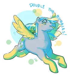 Size: 1905x1895 | Tagged: safe, artist:poniesart, derpibooru import, pegasus, pony, :p, bow, fusion, fusion:bubbles (g1), fusion:derpy hooves, image, png, solo, tail, tail bow, tongue out