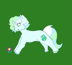 Size: 827x749 | Tagged: safe, artist:hivecicle, derpibooru import, oc, oc:mint-eye, unicorn, blue fur, blue hair, blue pony, blue tail, flower, green eyes, green hair, green tail, hooves, image, multicolored hair, multicolored tail, png, solo, tail, white hair, white tail