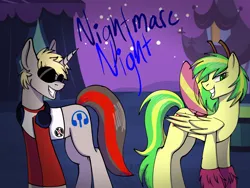 Size: 2160x1620 | Tagged: safe, artist:revenge.cats, derpibooru import, oc, oc:mic the microphone, oc:wooden toaster, insect, moth, pegasus, pony, unicorn, clothes, costume, dave strider, homestuck, image, mic the microphone, nightmare night, png