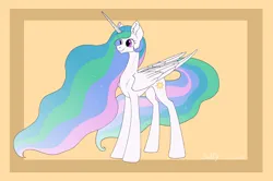 Size: 7662x5080 | Tagged: safe, artist:lightning bolty, derpibooru import, princess celestia, alicorn, pony, abstract background, absurd resolution, colored, concave belly, cute, cutelestia, date (time), ear fluff, ethereal mane, ethereal tail, eyelashes, female, flat colors, folded wings, frame, horn, horn pattern, image, impossibly long mane, impossibly long tail, large wings, leg fluff, long horn, long legs, long mane, long tail, looking forward, mare, missing accessory, no source available, png, quadrupedal, signature, slim, smiling, solo, sparkly mane, sparkly tail, standing, sternocleidomastoid, tail, tall, thin, three quarter view, wings