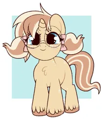 Size: 603x658 | Tagged: safe, artist:lulubell, derpibooru import, oc, oc:lulubell, unofficial characters only, pony, unicorn, cute, female, filly, foal, glasses, image, pigtails, png, solo, younger