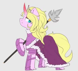 Size: 1280x1164 | Tagged: safe, artist:umbreow, derpibooru import, oc, oc:pristine silk, pony, unicorn, clothes, dress, female, image, mare, png, solo, spear, weapon