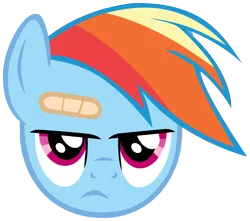 Size: 2892x2560 | Tagged: safe, artist:mio94, derpibooru import, rainbow dash, pony, read it and weep, bandaid, head only, image, png, rainbow dash is not amused, simple background, solo, transparent background, unamused, vector