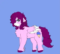 Size: 827x749 | Tagged: safe, artist:hivecicle, derpibooru import, oc, oc:pink snowcone, unofficial characters only, pegasus, blue eyes, colored wings, ear piercing, hooves, image, markings, maroon, multicolored wings, piercing, pink fur, pink hair, pink pony, pink tail, png, snowcone, solo, tail, white fur, white wings, wings