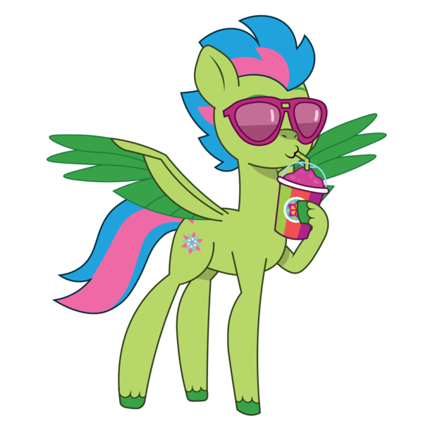 Size: 1200x1200 | Tagged: safe, artist:prixy05, derpibooru import, pegasus, pony, g5, my little pony: tell your tale, drink, image, luminous dazzle, png, simple background, smoothie, solo, sunglasses, transparent background, vector