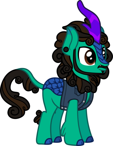 Size: 1229x1590 | Tagged: safe, artist:lightningbolt, derpibooru import, ponified, kirin, pony, .svg available, button-up shirt, clothes, cloven hooves, derpibooru exclusive, ear piercing, facial hair, gauges, gym class heroes, horn, image, leonine tail, male, nose piercing, piercing, png, scales, septum piercing, shirt, show accurate, smiling, solo, standing, tail, travis mccoy, vector