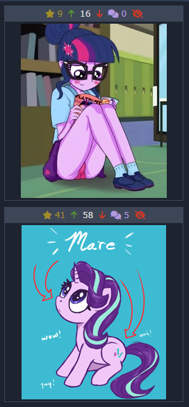 Size: 272x584 | Tagged: suggestive, alternate version, artist:philelmago, artist:t72b, derpibooru import, edit, editor:mlplove, sci-twi, starlight glimmer, sunset shimmer, twilight sparkle, twilight sparkle (alicorn), alicorn, human, pony, unicorn, derpibooru, equestria girls, blush sticker, blushing, book, bookshelf, butt, cameltoe, clothes, confused, cute, female, frown, glass door, glasses, glimmerbetes, hair bun, high res, holding, image, library, lockers, looking at something, looking up, magazine, mare, meme, meta, panties, panty shot, pink panties, playboy, playpony, png, porn, porn magazine, reading, school uniform, sci-twibutt, sitting, skirt, smiling, socks, solo, solo female, twibutt, underwear, underwear edit, upskirt, wow! glimmer
