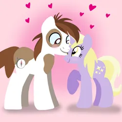 Size: 1400x1400 | Tagged: safe, artist:mlplary6, derpibooru import, dinky hooves, pipsqueak, earth pony, pony, unicorn, blushing, boyfriend and girlfriend, dinkysqueak, female, heart, image, looking at each other, looking at someone, love, male, mare, png, shipping, smiling, smiling at each other, stallion, straight