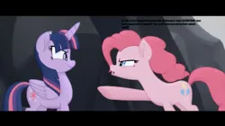 Size: 1332x744 | Tagged: safe, derpibooru import, edit, edited screencap, screencap, pinkie pie, twilight sparkle, my little pony: the movie, comic, crossover, image, miguel o'hara, miles morales, parody, png, screencap comic, spider-man 2099, spider-man: across the spider-verse