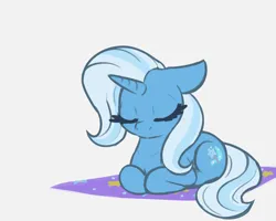 Size: 2000x1600 | Tagged: safe, artist:t72b, derpibooru import, trixie, pony, unicorn, behaving like a cat, cape, clothes, eyes closed, female, image, lying down, mare, missing accessory, png, ponyloaf, prone, simple background, sleeping, solo, trixie's cape
