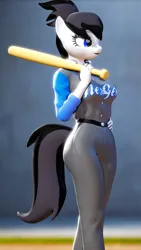 Size: 1080x1920 | Tagged: safe, artist:theebicduck, ponerpics import, oc, unofficial characters only, anthro, 3d, baseball bat, baseball game, female, image, jpeg, source filmmaker, sword, weapon