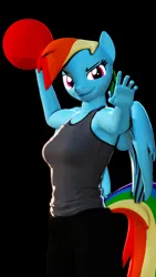 Size: 2160x3840 | Tagged: safe, artist:theebicduck, ponerpics import, rainbow dash, anthro, 3d, basketball, clothes, female, image, jpeg, source filmmaker, sports