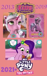 Size: 1496x2404 | Tagged: safe, derpibooru import, screencap, pipp petals, g5, my little pony: tell your tale, 2010s, 2020s, card, cartoon, comparison, crown, cute, female, filly (dracco), filly (filly funtasia), filly funtasia, flower, image, inspiration, jewelry, jpeg, necklace, pattern, photo, pink, princess, regalia, rose