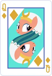 Size: 2000x2936 | Tagged: safe, artist:parclytaxel, derpibooru import, part of a set, somnambula, pegasus, pony, egyptian headdress, female, headdress, image, looking at you, mare, playing card, png, queen of diamonds, rotational symmetry, smiling, smiling at you, solo, vector