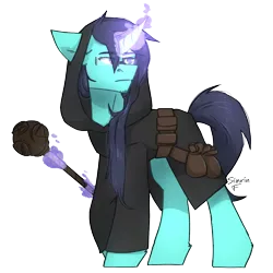Size: 2480x2480 | Tagged: safe, artist:sinrinf, derpibooru import, oc, oc:rasurn zet, unofficial characters only, pony, unicorn, cape, clothes, glasses, glow, glowing horn, horn, image, png, simple background, solo, transparent background