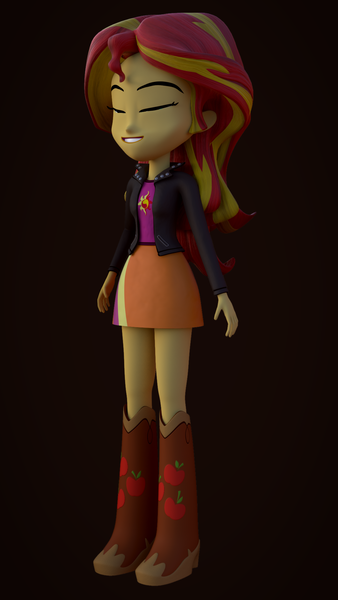 Size: 1080x1920 | Tagged: safe, artist:palmman529, derpibooru import, sunset shimmer, equestria girls, applejack's cowboy boots, boots, boots swap, clothes, cowboy boots, high heel boots, image, jacket, png, shirt, shoes, skirt, sunset shimmer's clothes, sunset shimmer's jacket, sunset shimmer's shirt, sunset shimmer's skirt