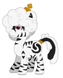 Size: 672x834 | Tagged: safe, artist:minus, derpibooru import, oc, oc:zeebs, unofficial characters only, pony, zebra, 2022, afro, colored, derpibooru exclusive, full body, image, male, pixel art, png, simple background, solo, stallion, standing, stripes, tail, tail wrap, transparent background, white mane, zebra oc