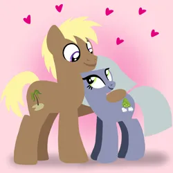 Size: 1400x1400 | Tagged: safe, artist:mlplary6, derpibooru import, coco crusoe, limestone pie, earth pony, pony, boyfriend and girlfriend, crusoestone, female, heart, image, looking at each other, looking at someone, love, male, mare, png, shipping, smiling, smiling at each other, stallion, straight